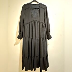 Zara Textured V-Neck Tiered Maxi Dress - Women’s M